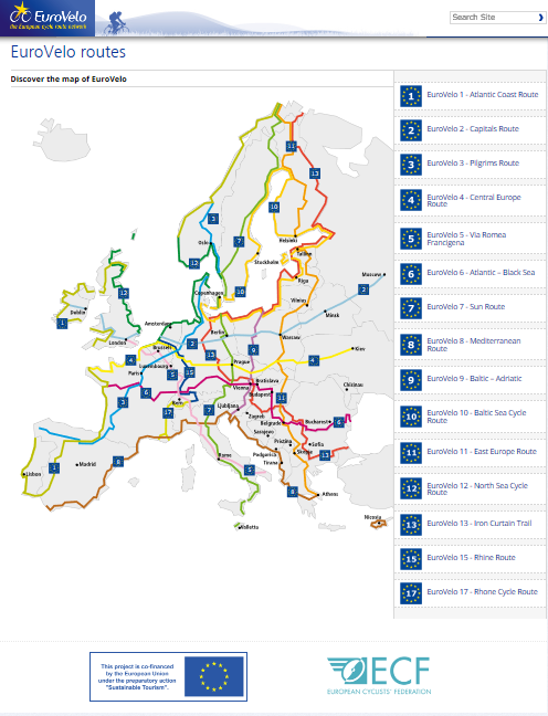 Til http://www.eurovelo.com/en/eurovelos