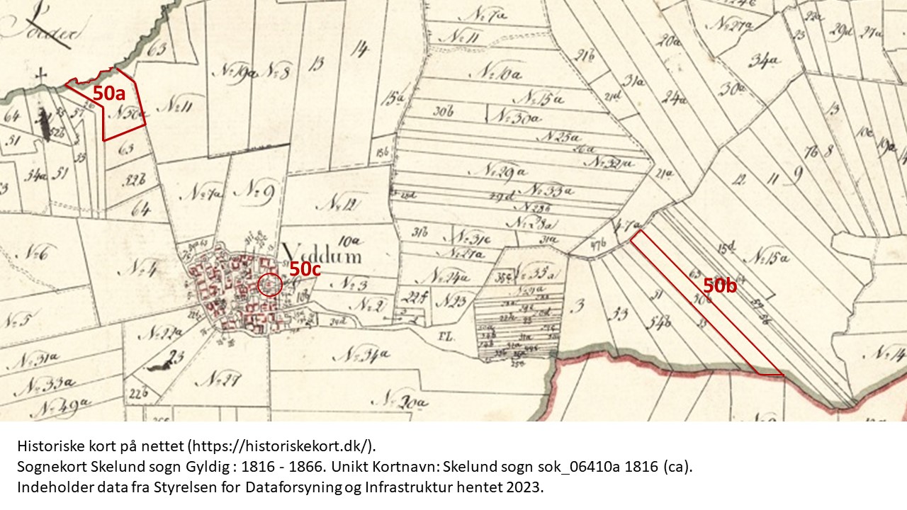 Matr. 50 på Historiske kort på nettet (https://historiskekort.dk/). 
Sognekort Skelund sogn Gyldig : 1816 - 1866. Unikt Kortnavn: Skelund sogn sok_06410a 1816 (ca). 
Indeholder data fra Styrelsen for Dataforsyning og Infrastruktur hentet 2023.