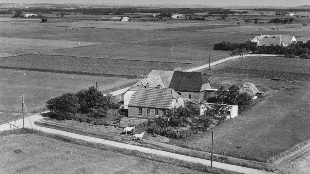 Hos Lauge Jellesen 1955 Sylvest Jensen Luftfoto;  Det Kgl. Bibliotek https://www.kb.dk/danmarksetfraluften/images/luftfo/2011/maj/luftfoto/object1879000
