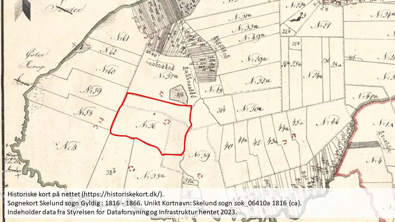 Historiske kort på nettet (https://historiskekort.dk/). Sognekort Skelund sogn Gyldig : 1816 - 1866. Unikt Kortnavn: Skelund sogn sok_06410a 1816 (ca). Indeholder data fra Styrelsen for Dataforsyning og Infrastruktur hentet 2023.