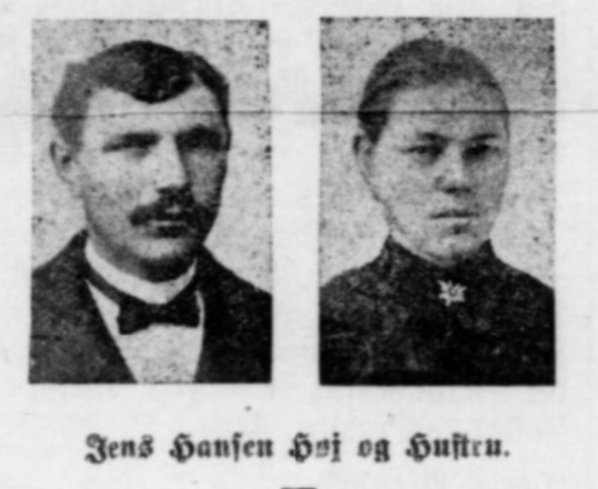 Jens Hansen Høj og hustru 1912 Nordjyllands Social-Demokrat 20-12-1912 Det Kgl. Biblioteks mediesamlinger.